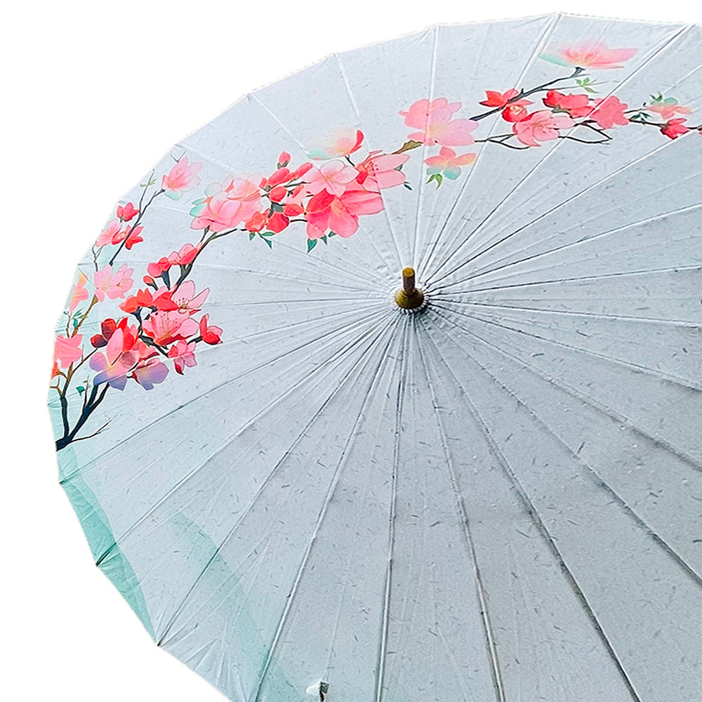 Little Surprise Box, Teal & Pink Floral, Chinese Canopy Style Rain and All season Umbrella