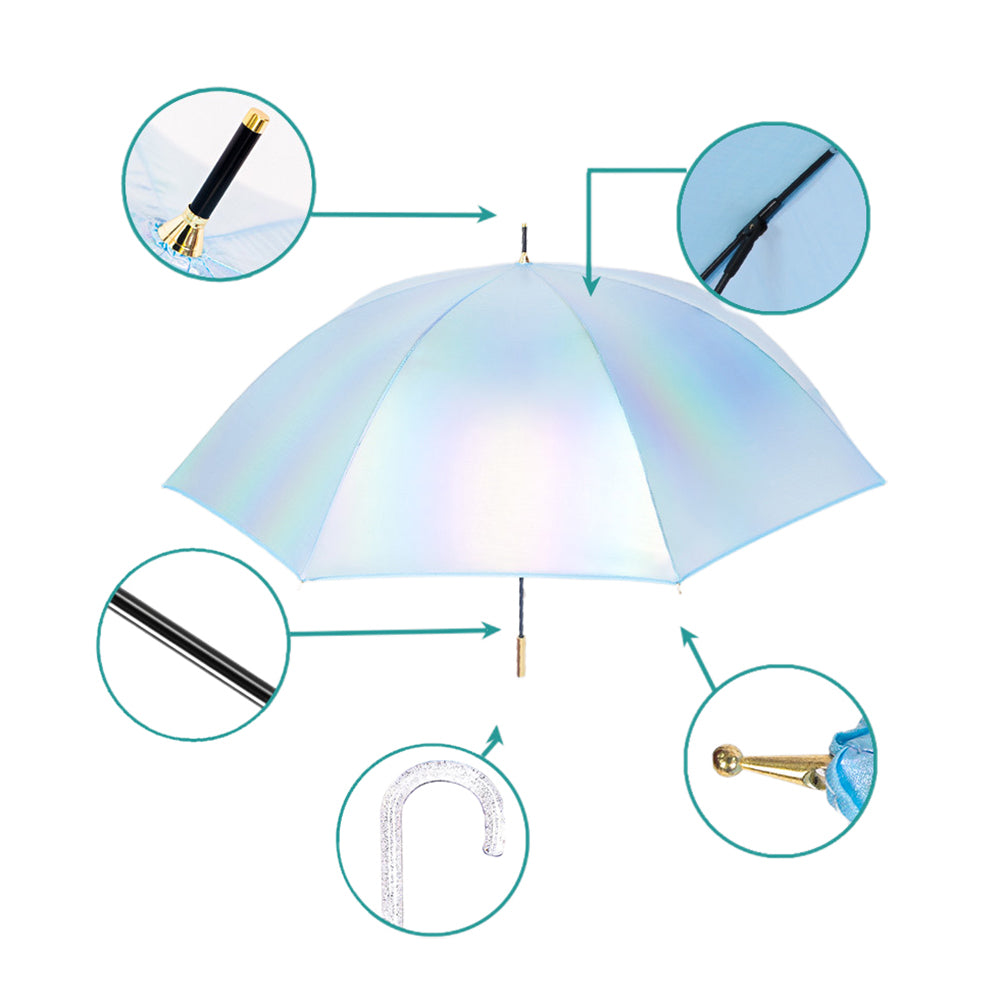 Little Surprise Box, Blue Holographic Glitter Rain Umbrella For Kids & Adults.