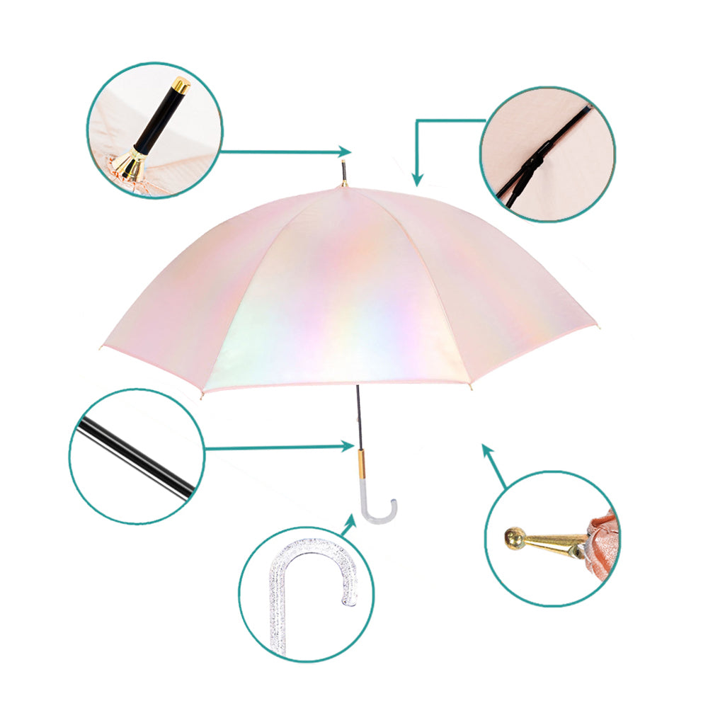 Little Surprise Box, Pink Holographic Glitter Rain Umbrella For Kids & Adults.