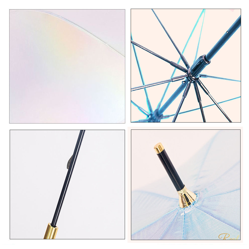 Little Surprise Box, White Holographic Glitter Rain Umbrella For Kids & Adults.