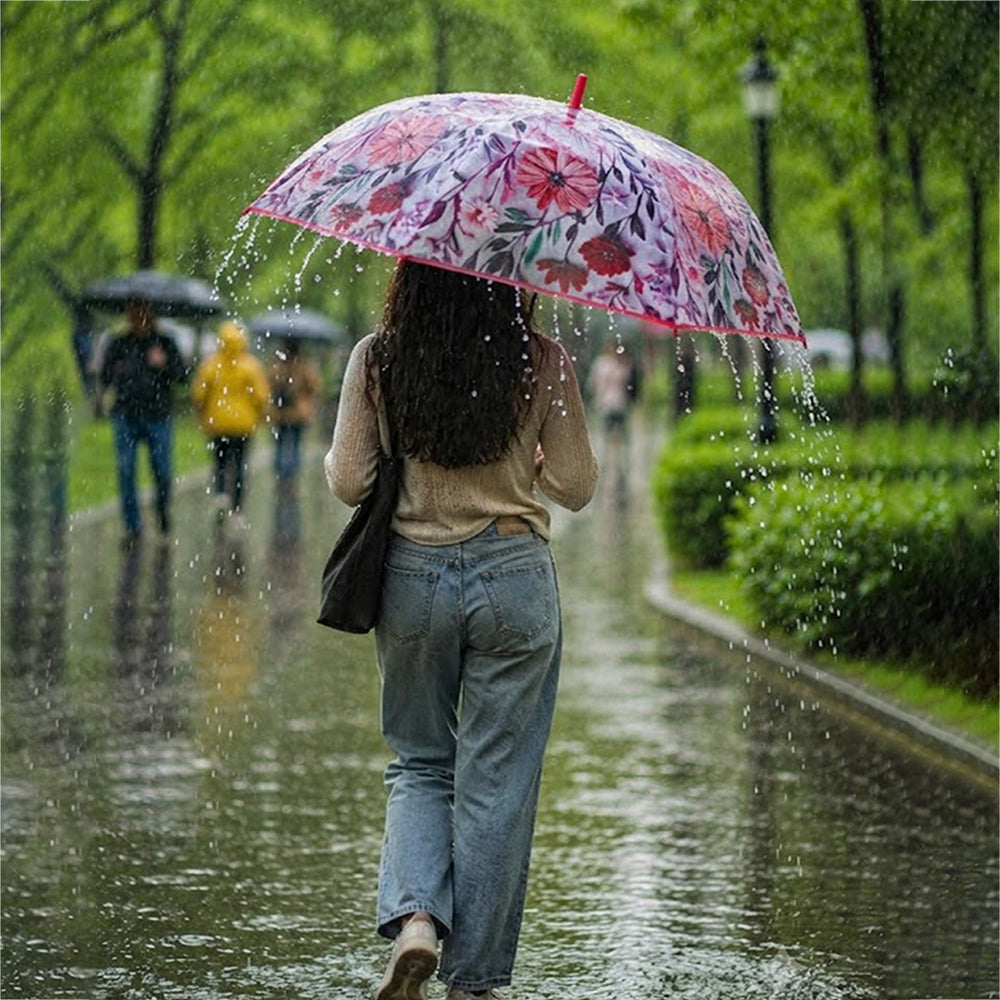 Floral Tile Print Umbrella for Teens & Adults