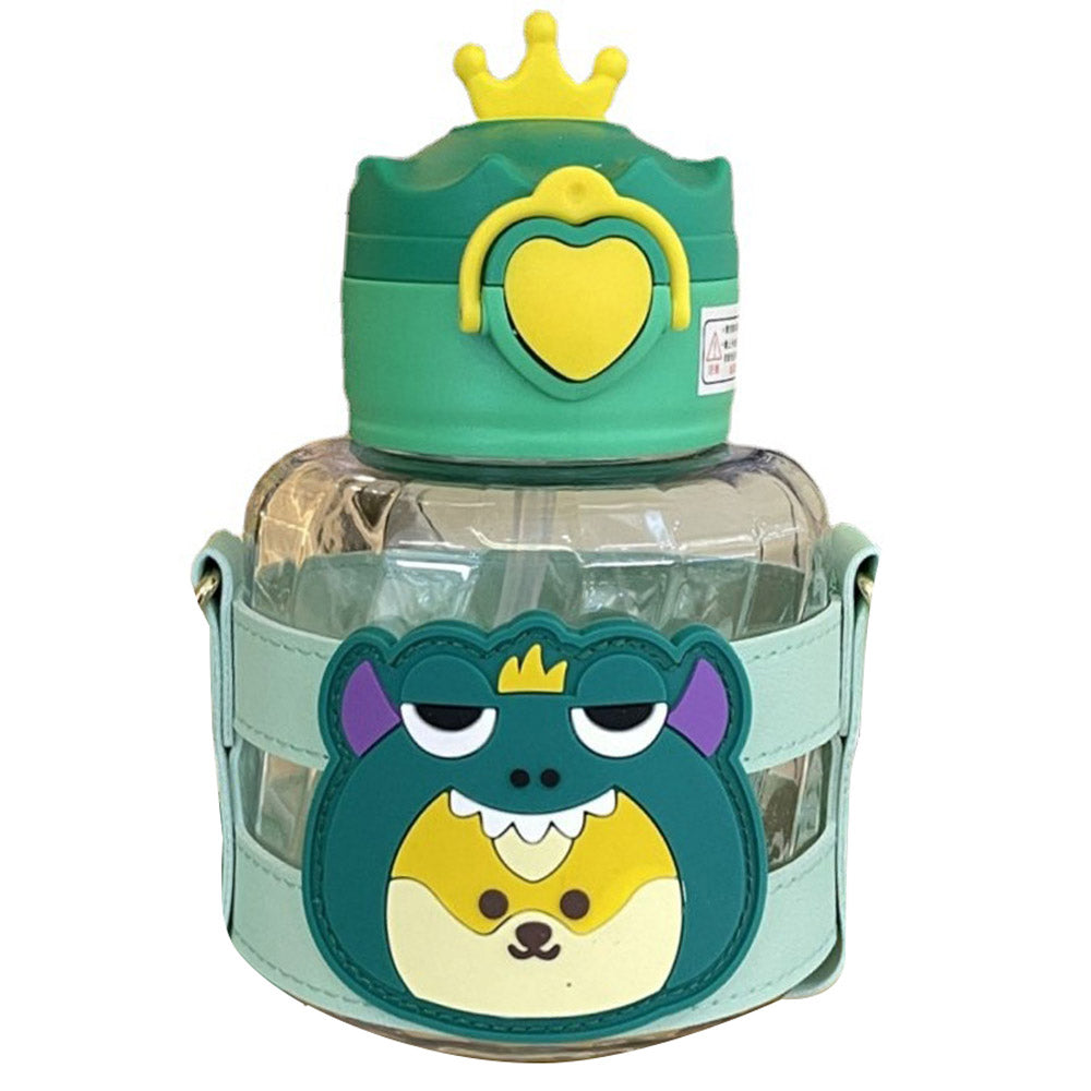 Little Surprise Box, Green Frog With Crown Lid Water Bottle For Toddlers And Kids, 600Ml