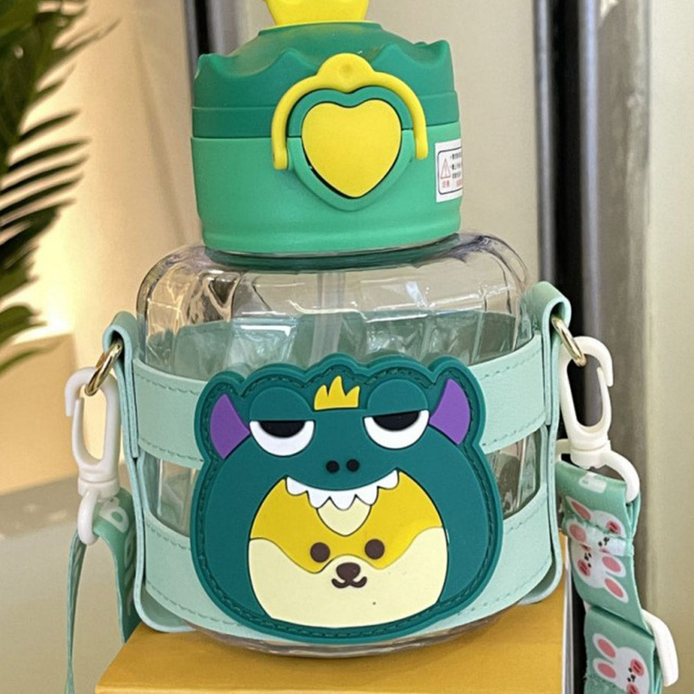 Little Surprise Box, Green Frog With Crown Lid Water Bottle For Toddlers And Kids, 600Ml