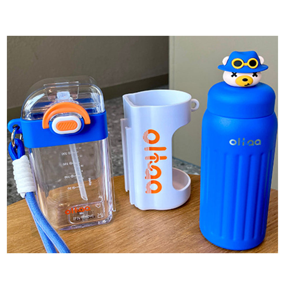 Little Surprise Box Double Tumbler Blue Bear Detachable Set Water Bottle, 400 Ml & 320Ml For Kids And Adults