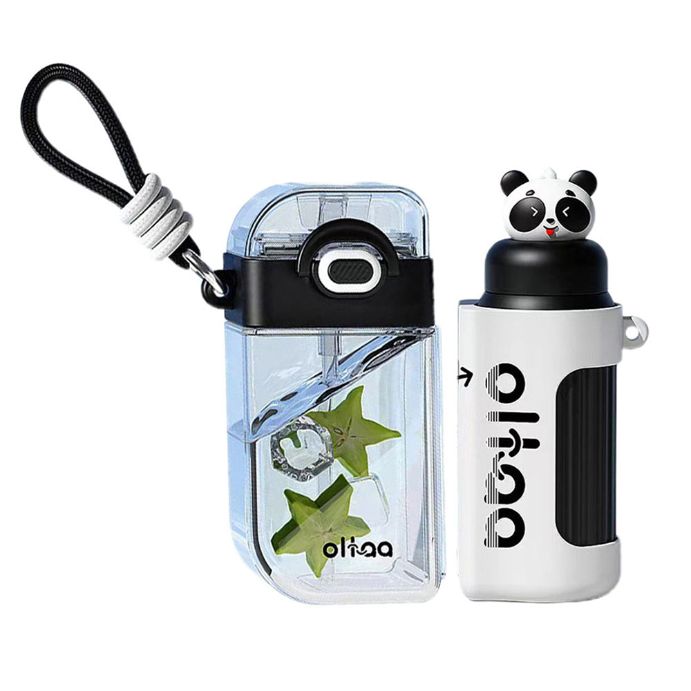 Ittle Surprise Box Double Tumbler, Black Panda Detachable Set Water Bottle, 400 Ml & 320Ml For Kids And Adults.