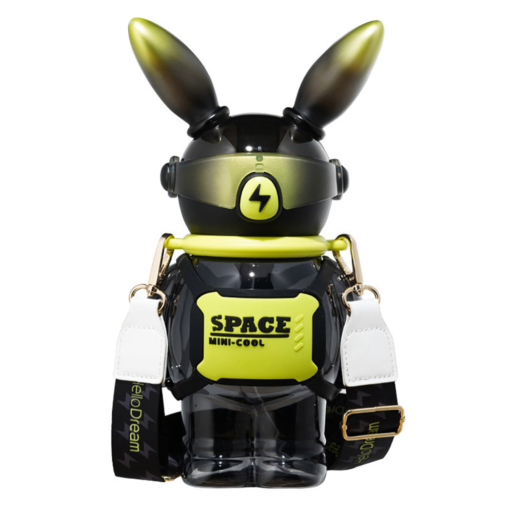 Little Surprise Box Space Bunny Robo Water Bottle For Kids And Adults, Black