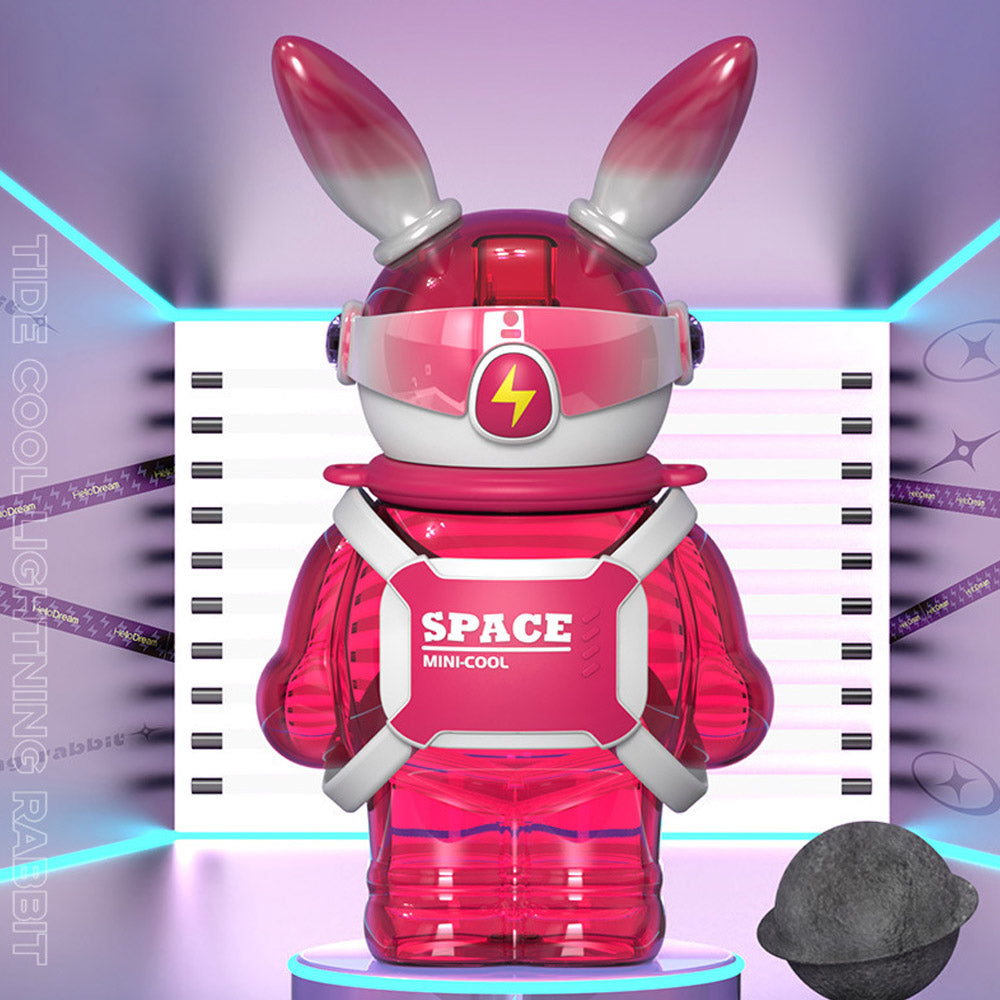 Little Surprise Box Space Bunny Robo Water Bottle For Kids And Adults, Dark Pink