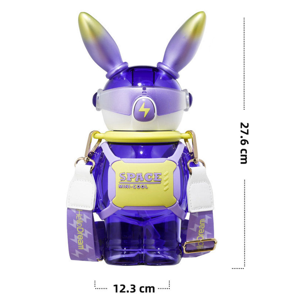 Little Surprise Box Space Bunny Robo Water Bottle For Kids And Adults, Purple