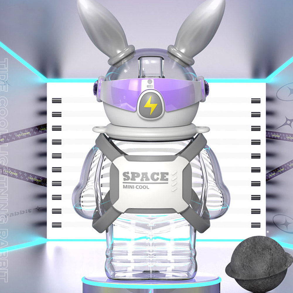 Little Surprise Box Space Bunny Robo Water Bottle For Kids And Adults, Silver