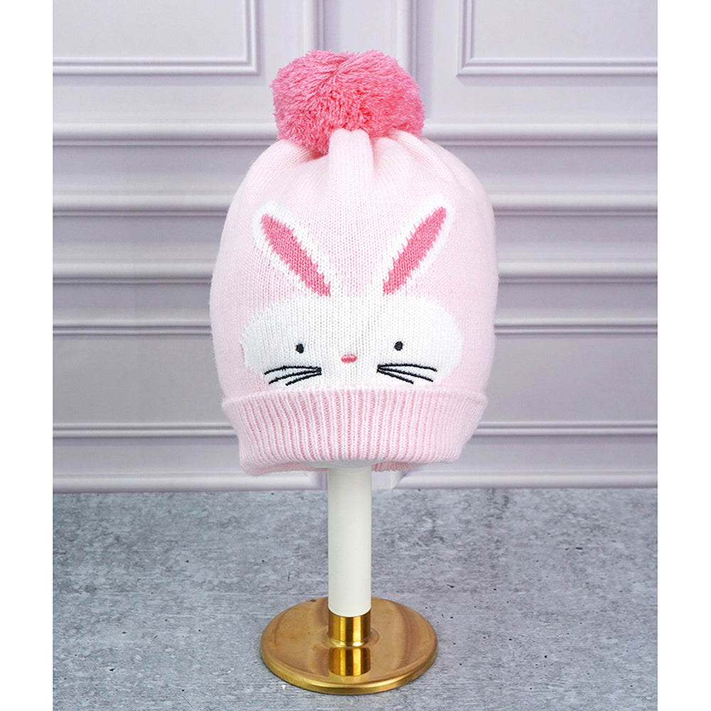 Little Surpise Box 3Pcs Pink Bunny Rabbit Matching Beanie Winter Cap Mufflers And Gloves Set