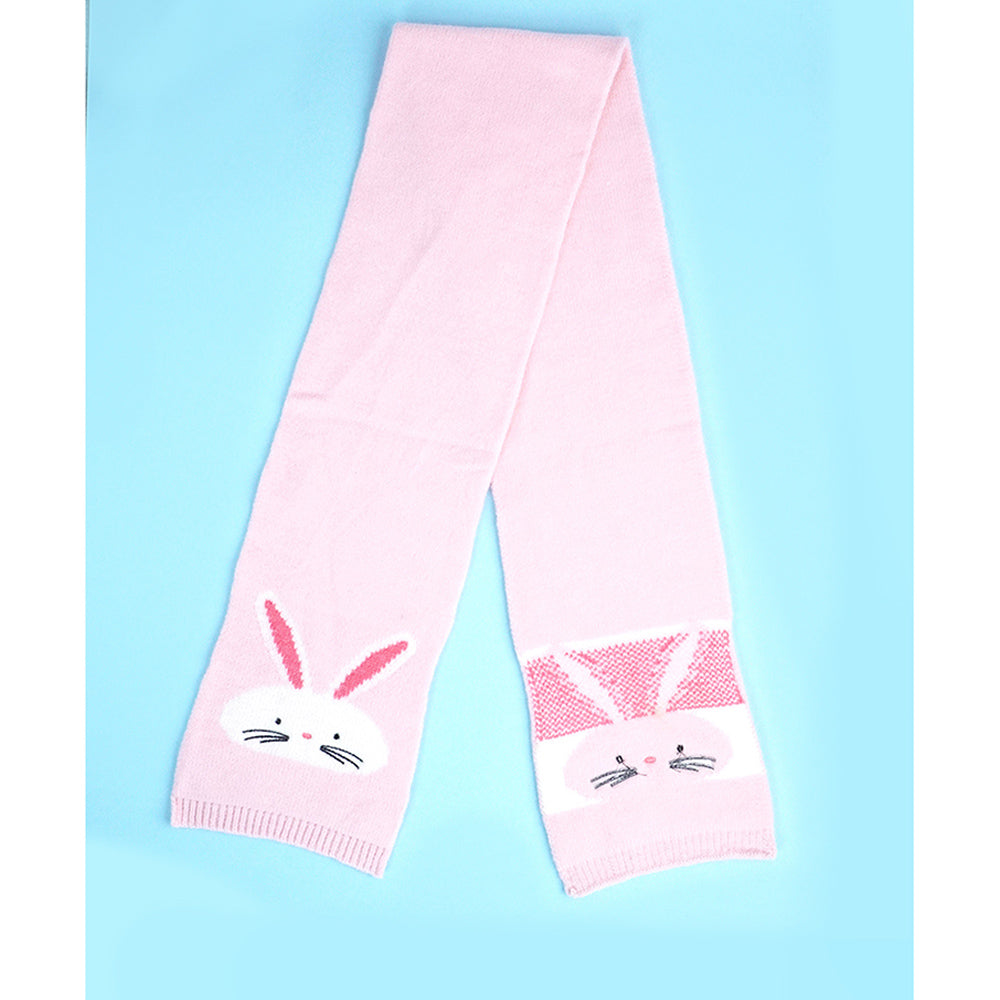 Little Surpise Box 3Pcs Pink Bunny Rabbit Matching Beanie Winter Cap Mufflers And Gloves Set