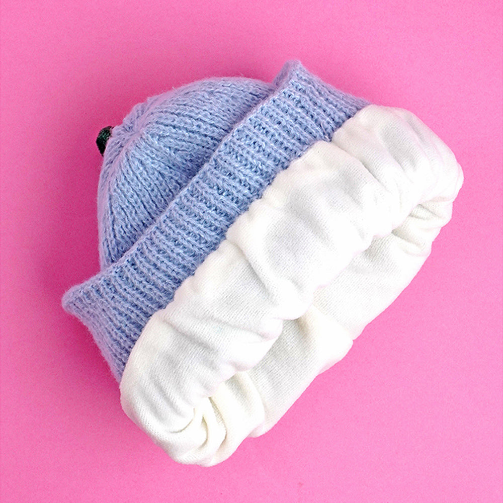 Little Surpise Box Light Blue 3D Head And Tail Knitten Woolen Winter Cap & Beanie