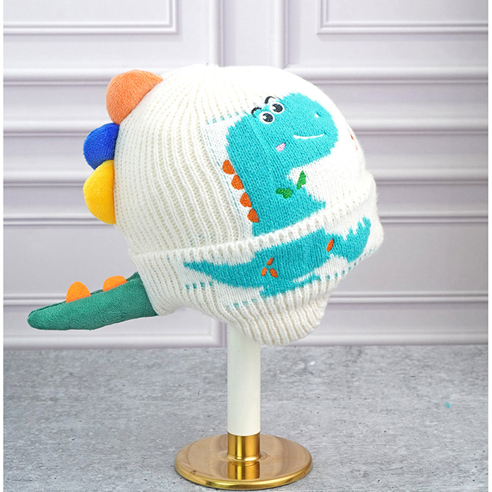 Little Surpise Box Cream 3D Head And Tail Knitten Woolen Winter Cap & Beanie