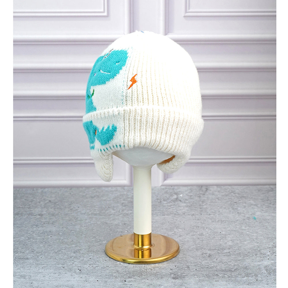 Little Surpise Box Cream 3D Head And Tail Knitten Woolen Winter Cap & Beanie