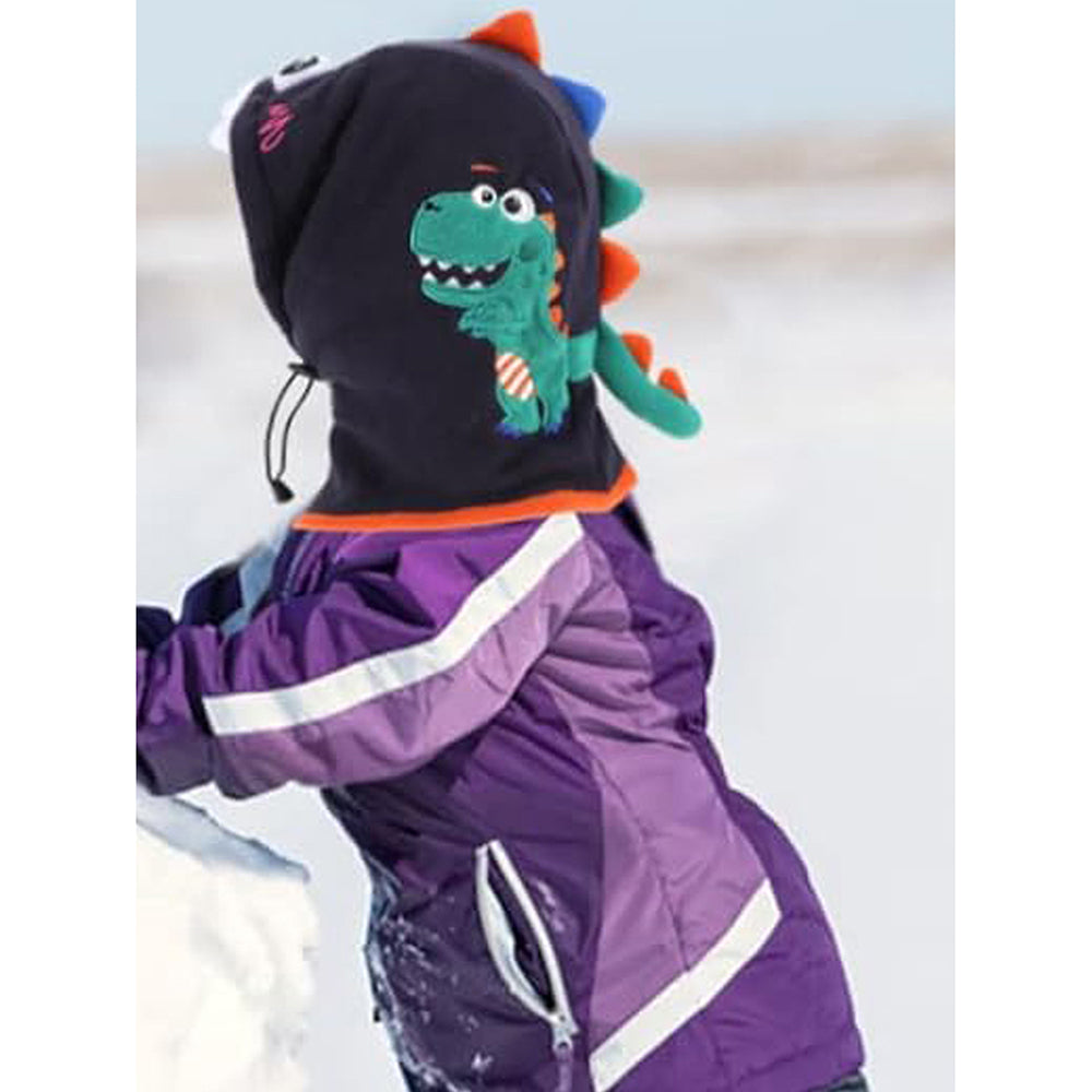 Little Surprise Box Blue Square Dino Fleece Winter Cap covering Mouth, Neck and Head for Minus degree Temperature, 5 yrs and above