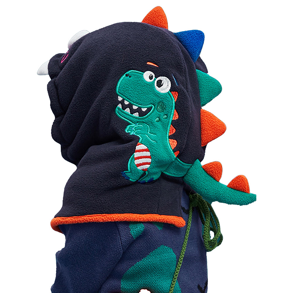 Little Surprise Box Blue Square Dino Fleece Winter Cap covering Mouth, Neck and Head for Minus degree Temperature, 5 yrs and above