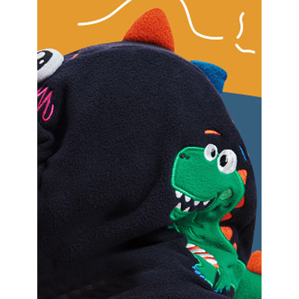 Little Surprise Box Blue Square Dino Fleece Winter Cap covering Mouth, Neck and Head for Minus degree Temperature, 5 yrs and above