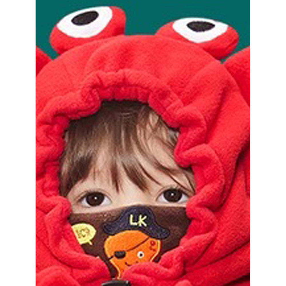 Little Surprise Box  3dCrab Theme  Fleece Winter Cap Covering Mouth, Neck And Head For Minus Degree Temperature, 5 Yrs And Above