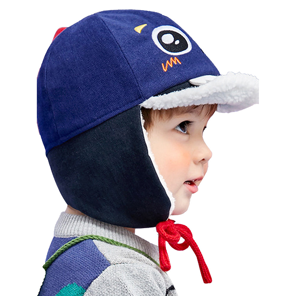 Little Surprise Box Ear Covering 3d Blue Dinosaur Winter Cap for Kids