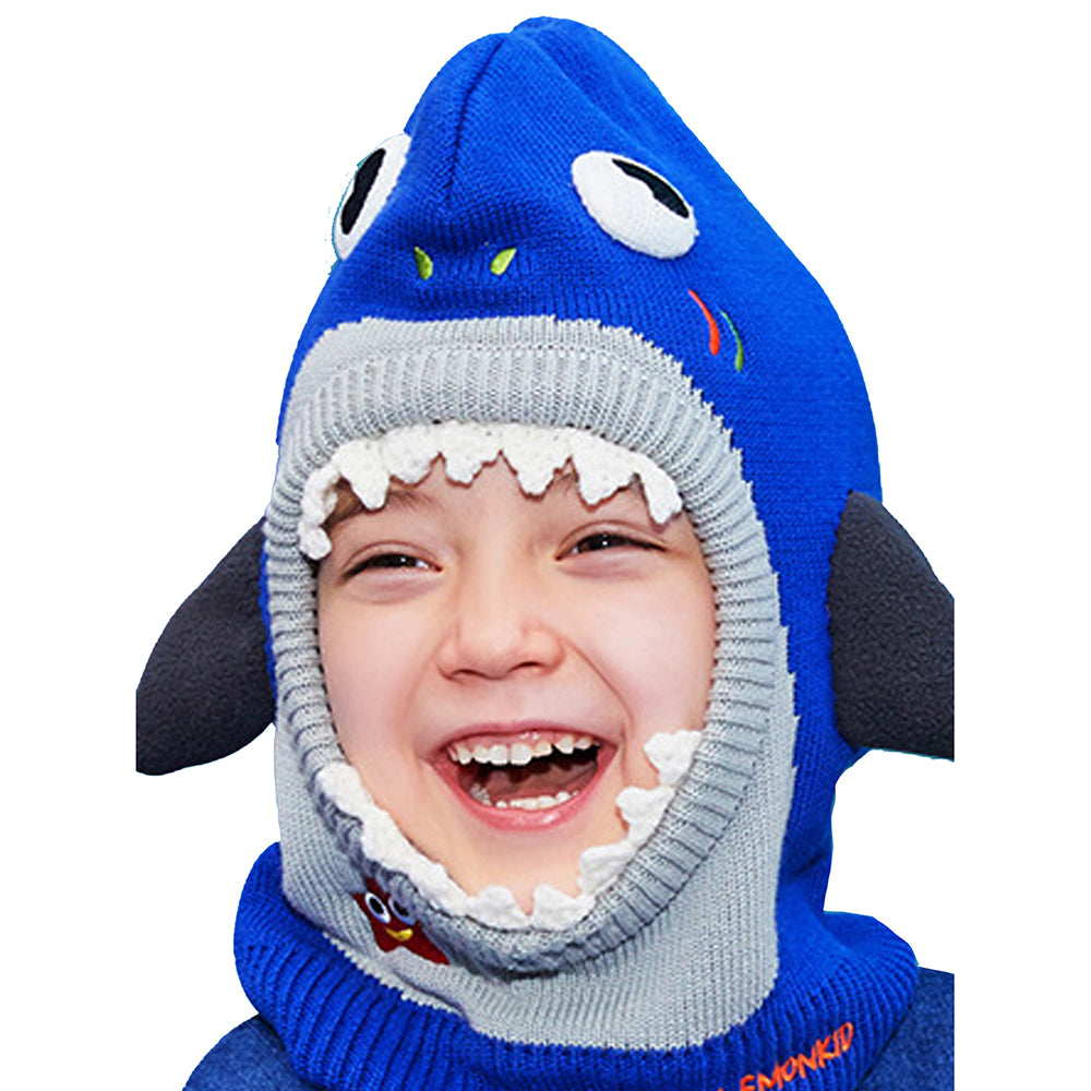 Little Surprise Box Knitted Starfish Shark  theme Winter Cap covering  Neck , Ears and Head for Minus degree Temperature, 5 yrs and above