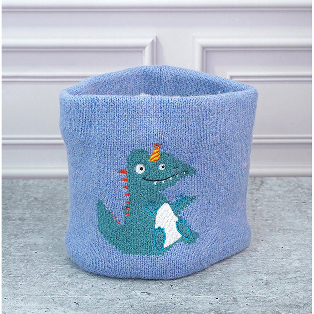 Little Surpise Box 2Pcs Themed Blue Party Dino Themed Beanie Winter Cap With Matching Neck Cuff Style Muffler For Kids