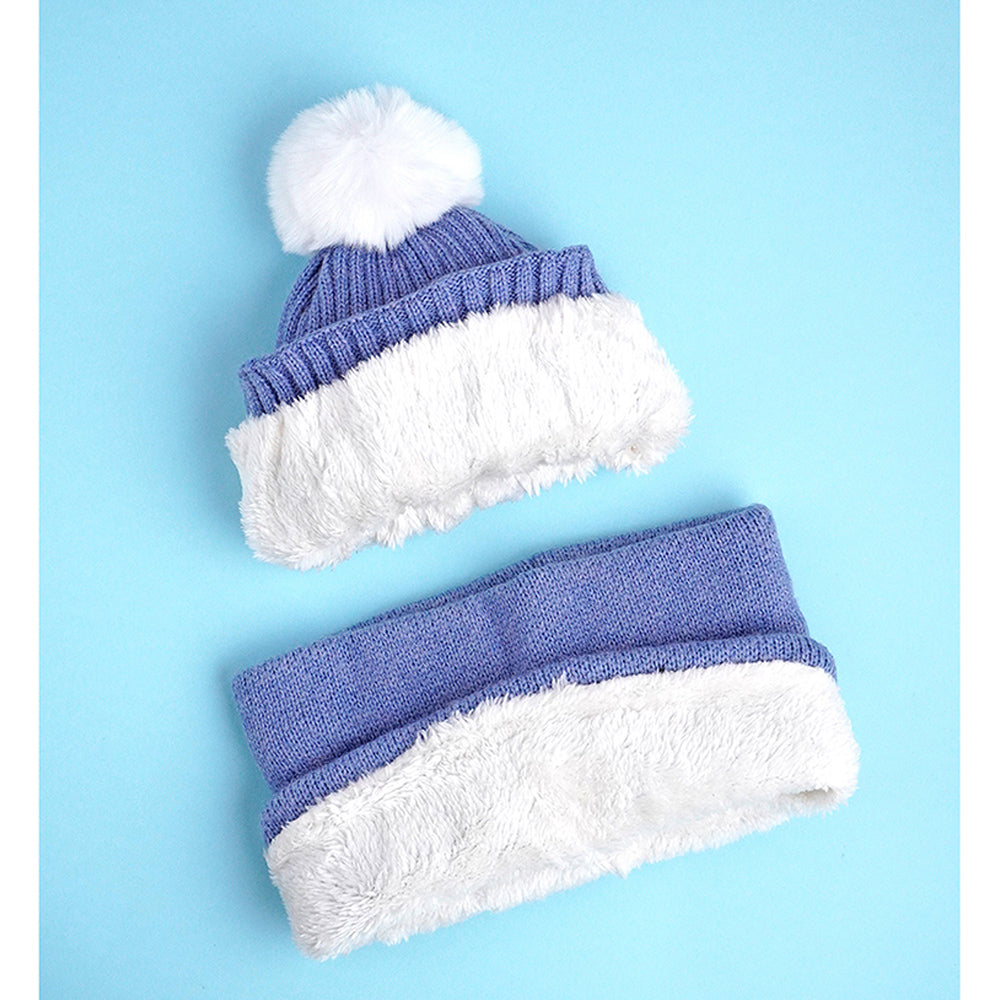 Little Surpise Box 2Pcs Themed Blue Party Dino Themed Beanie Winter Cap With Matching Neck Cuff Style Muffler For Kids