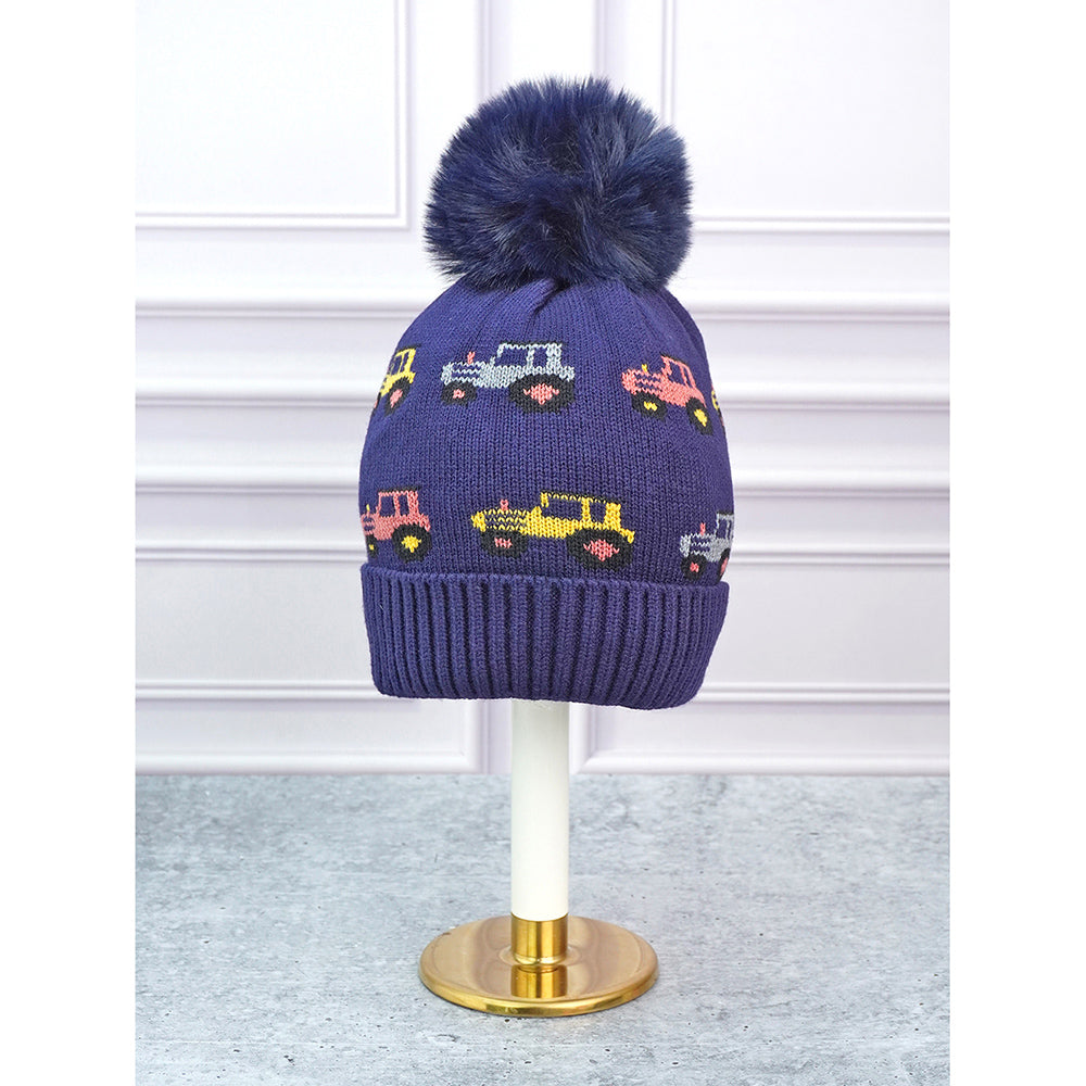 Little Surpise Box 2Pcs Blue Red Cars Themed Beanie Winter Cap With Matching Neck Cuff Style Muffler For Kids