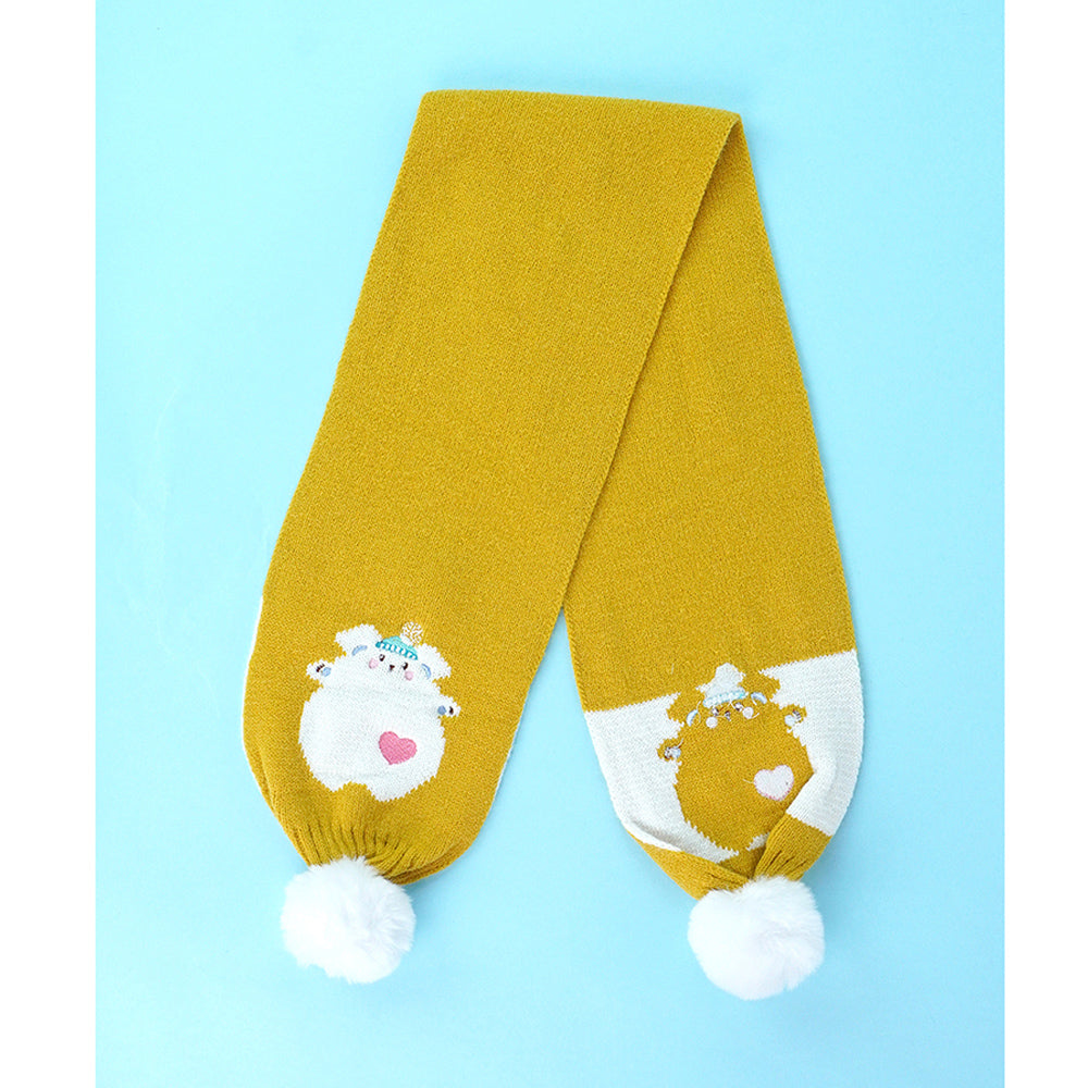 Little Surpise Box 2Pcs Occur White Bear Themed Beanie Winter Cap With Matching Long Style Neck Mufflers For Kids