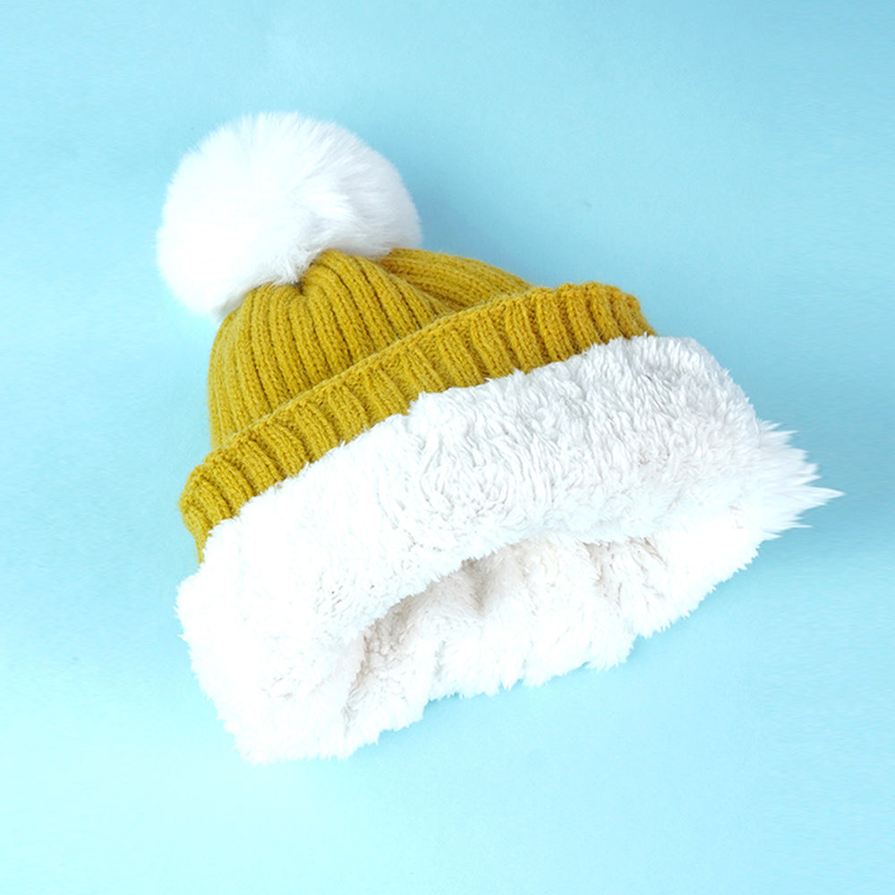 Little Surpise Box 2Pcs Occur White Bear Themed Beanie Winter Cap With Matching Long Style Neck Mufflers For Kids