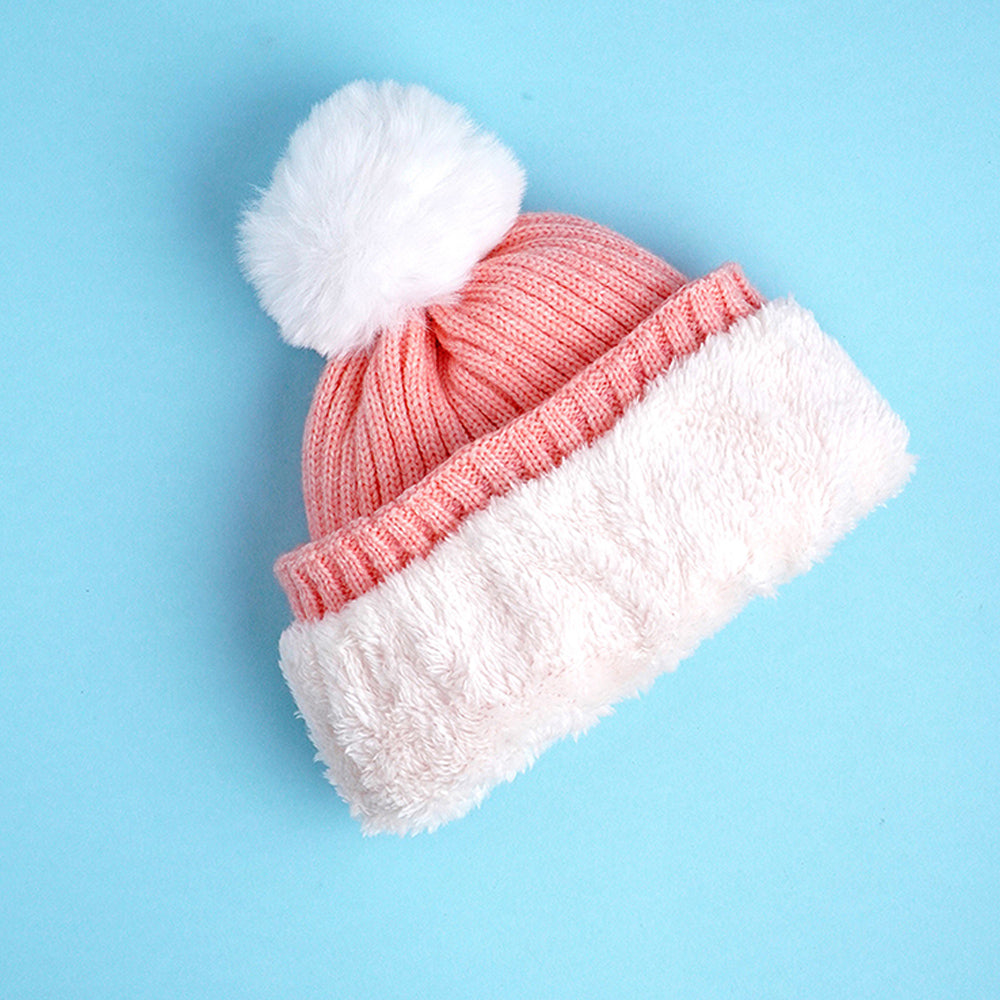 Little Surpise Box 2Pcs Peach Unicorn Themed Beanie Winter Cap With Matching Long Style Neck Muffler For Kids