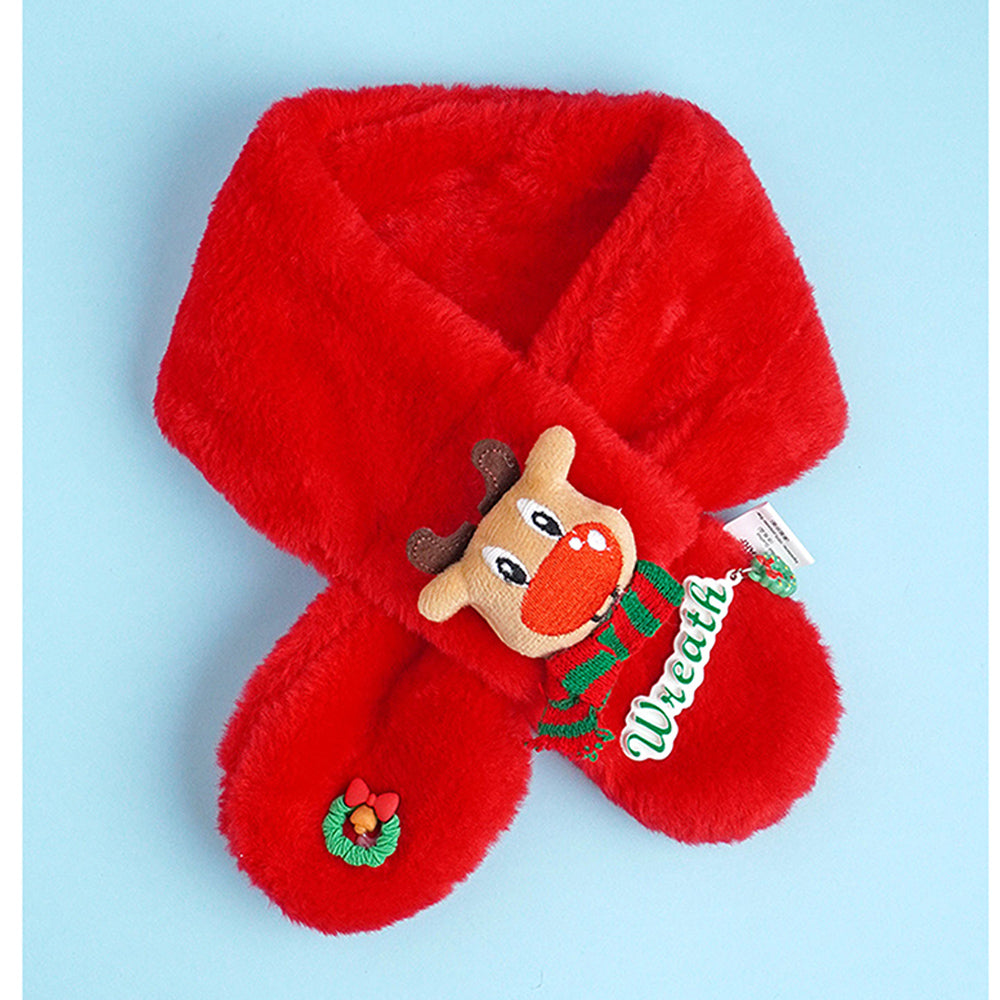 Little Surpise Box 2Pcs Red Reindeer Themed Winter Cap Beanie With Matching Long Style Neck Muffler For Kids