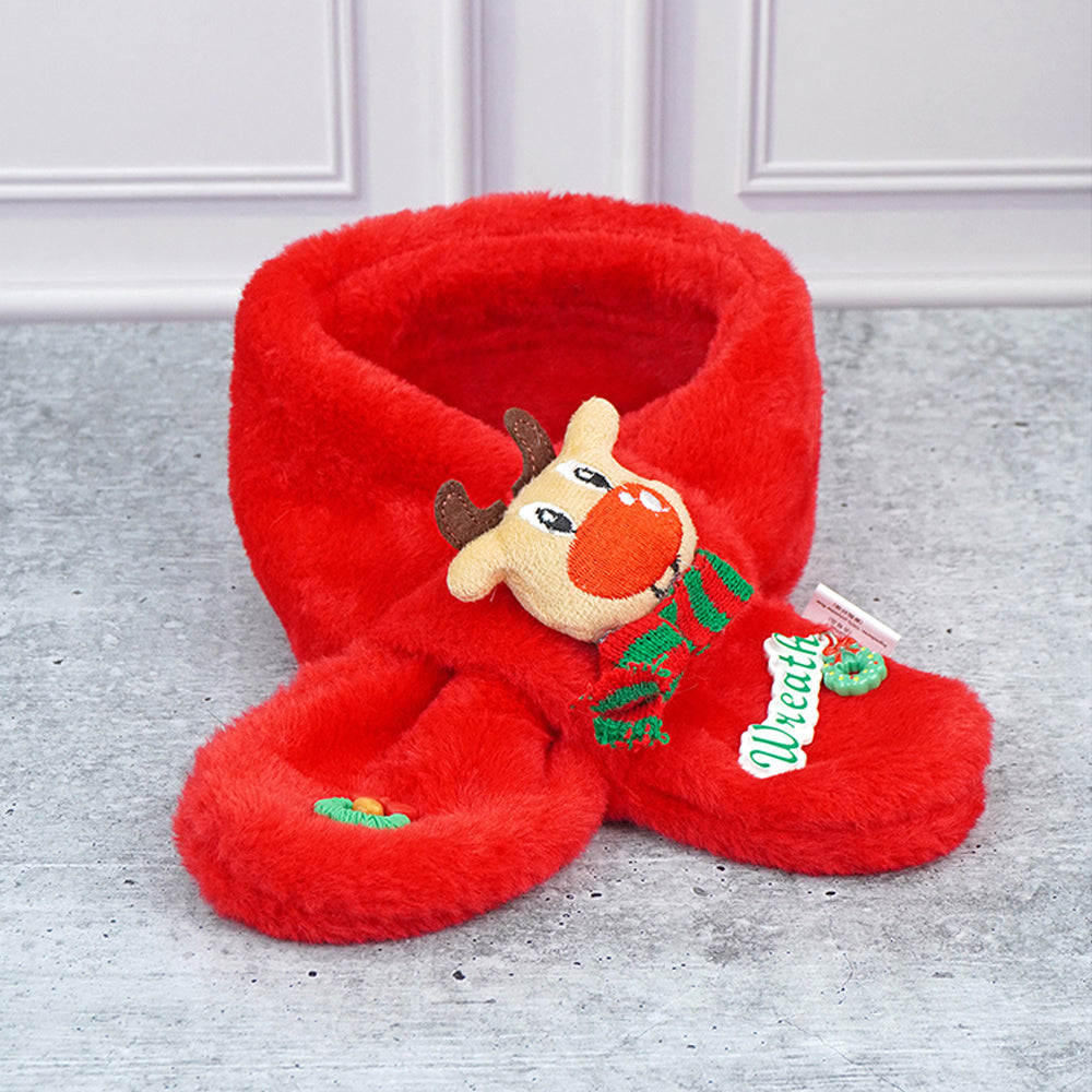 Little Surpise Box 2Pcs Red Reindeer Themed Winter Cap Beanie With Matching Long Style Neck Muffler For Kids