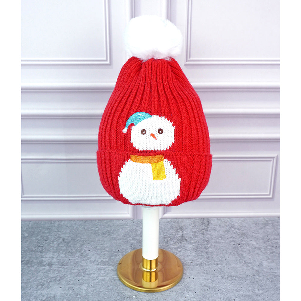 Little Surpise Box 2Pcs Red Snowman Themed Beanie Winter Cap With Matching Long Style Neck Mufflers For Kids