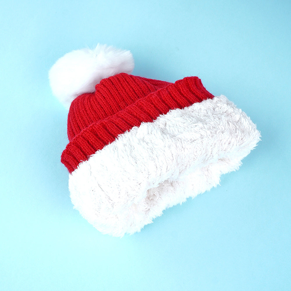 Little Surpise Box 2Pcs Red Snowman Themed Beanie Winter Cap With Matching Long Style Neck Mufflers For Kids