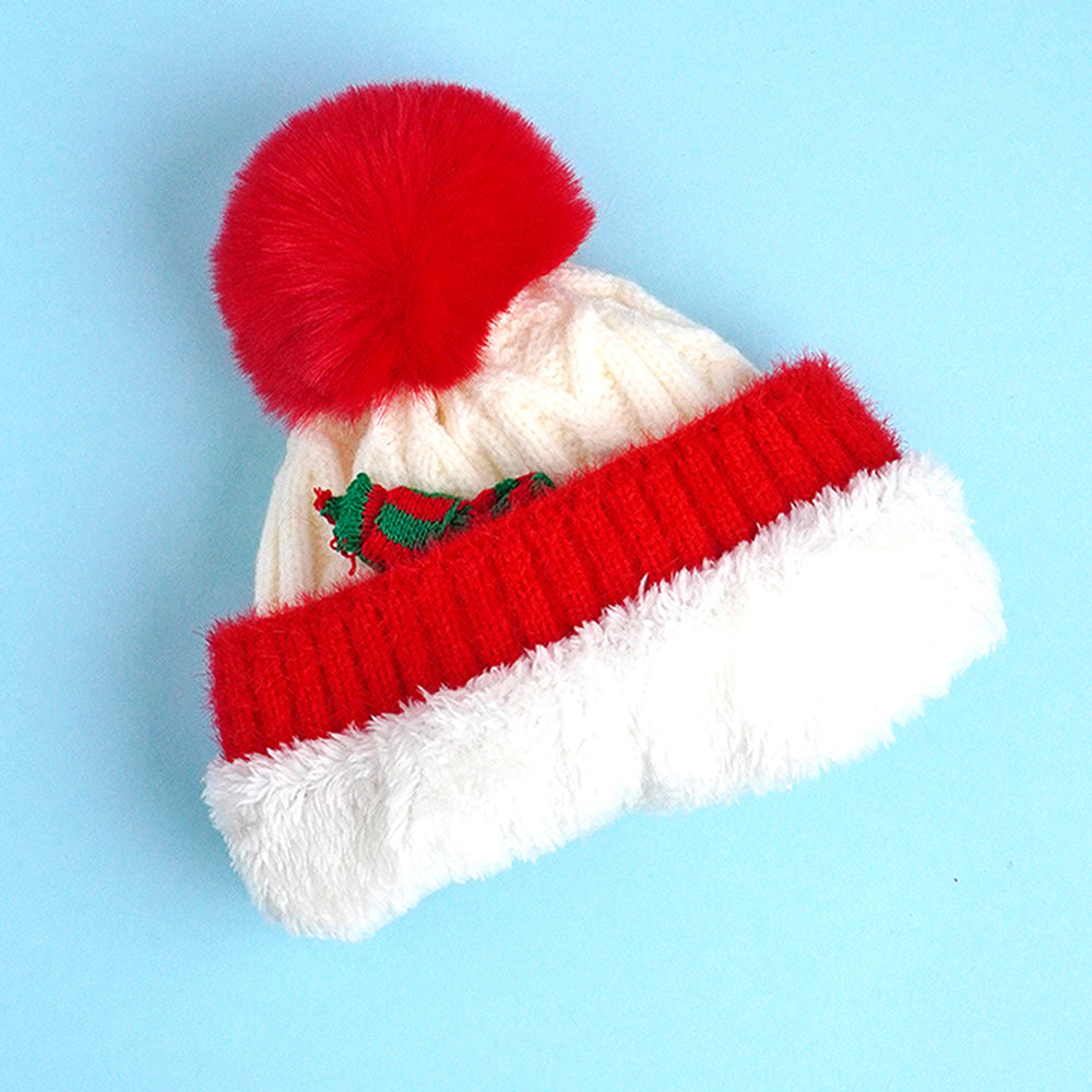 Little Surpise Box 2Pcs White Reindeer Themed Winter Cap Beanie With Matching Long Style Neck Muffler For Kids