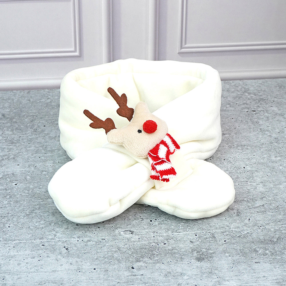 Little Surpise Box 2Pcs White Red Nose Reindeer Themed Winter Cap Beanie With Matching Long Style Neck Muffler For Kids