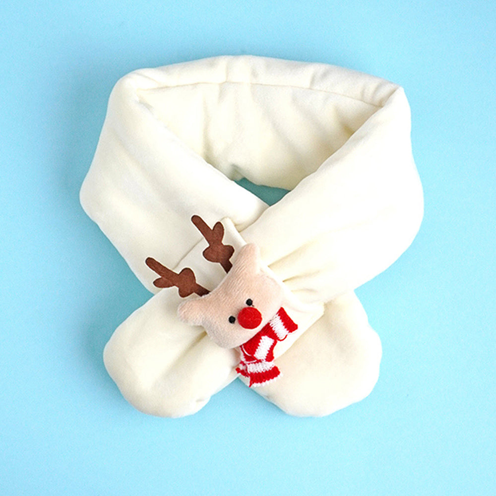 Little Surpise Box 2Pcs White Red Nose Reindeer Themed Winter Cap Beanie With Matching Long Style Neck Muffler For Kids