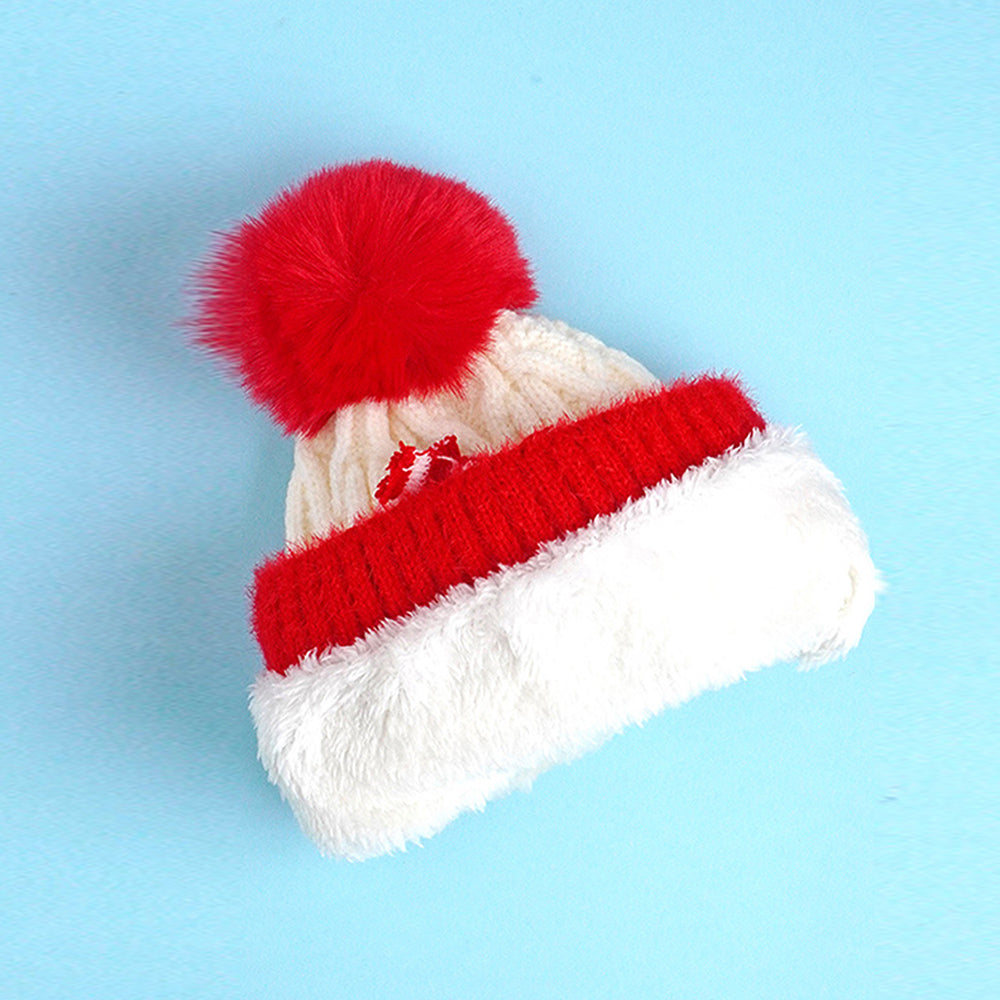 Little Surpise Box 2Pcs White Red Nose Reindeer Themed Winter Cap Beanie With Matching Long Style Neck Muffler For Kids