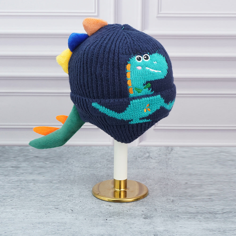 Little Surpise Box Navy 3D Head And Tail Knitten Woolen Winter Cap & Beanie