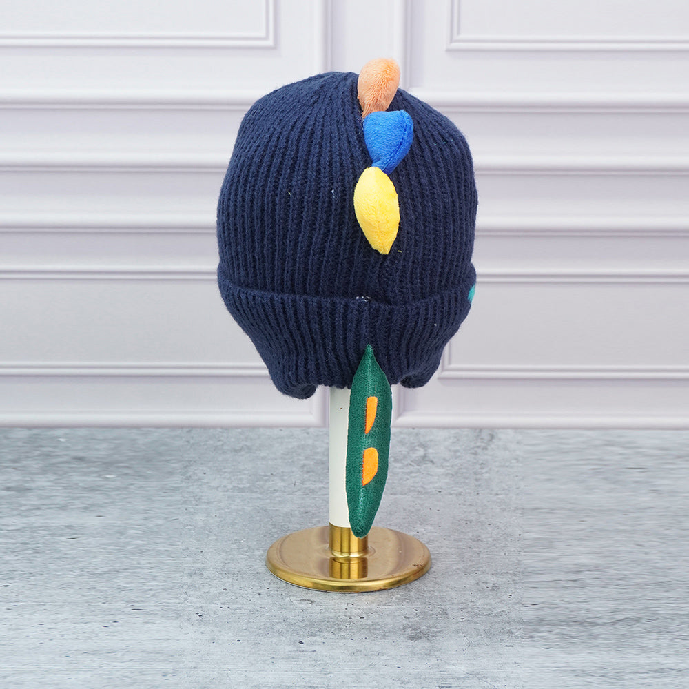 Little Surpise Box Navy 3D Head And Tail Knitten Woolen Winter Cap & Beanie