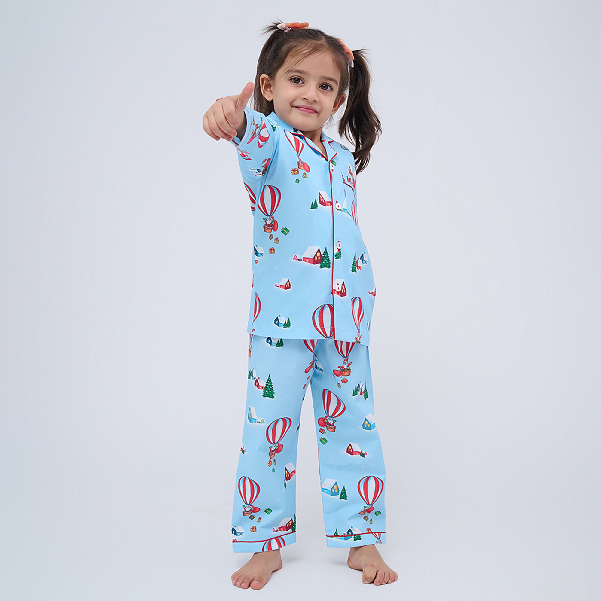 Santa’s Balloon Ride Pajama Set For Kids