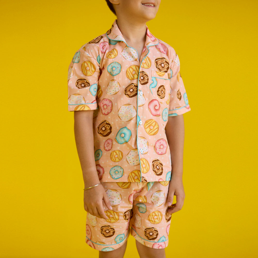 Doughnut Peach Shorts Set For Kids