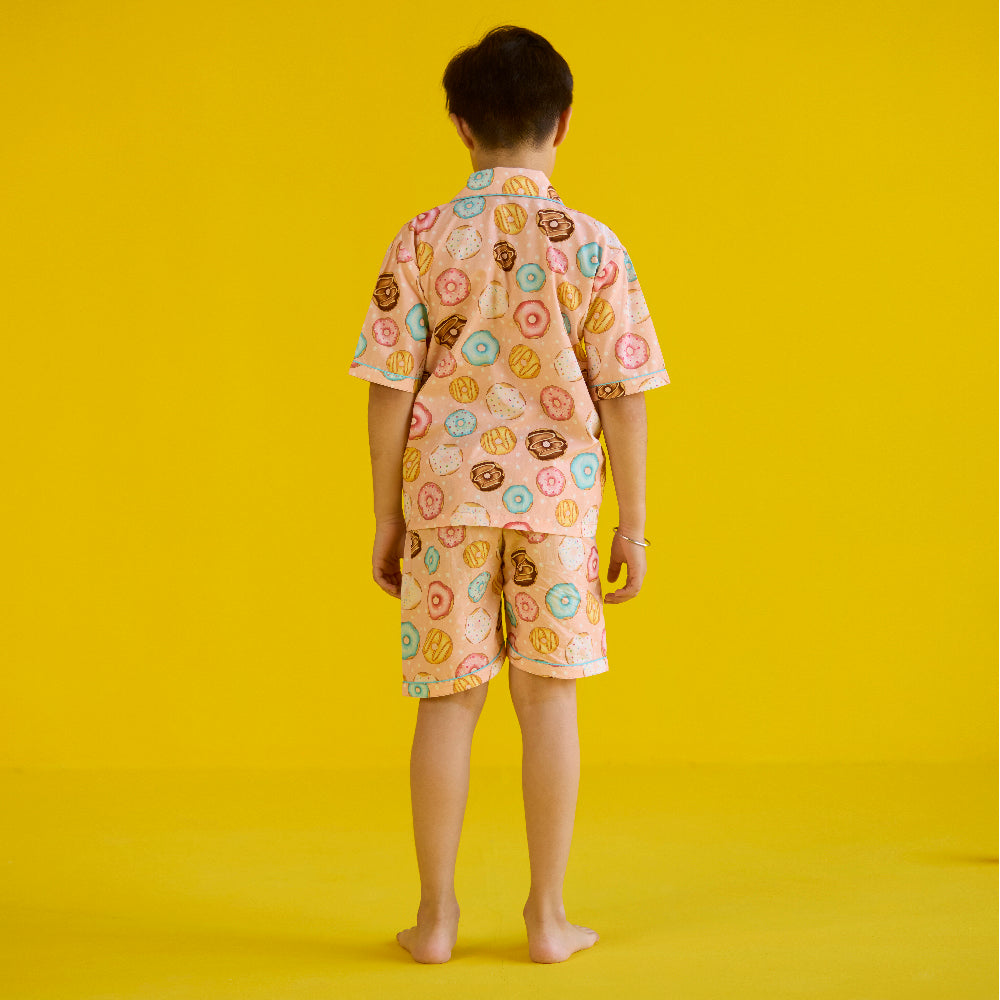 Doughnut Peach Shorts Set For Kids