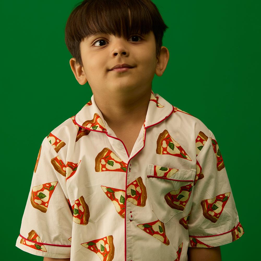 Pizza Party Shorts Set For Kids