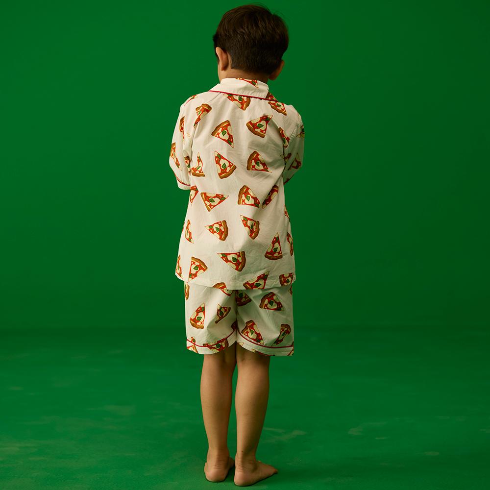 Pizza Party Shorts Set For Kids