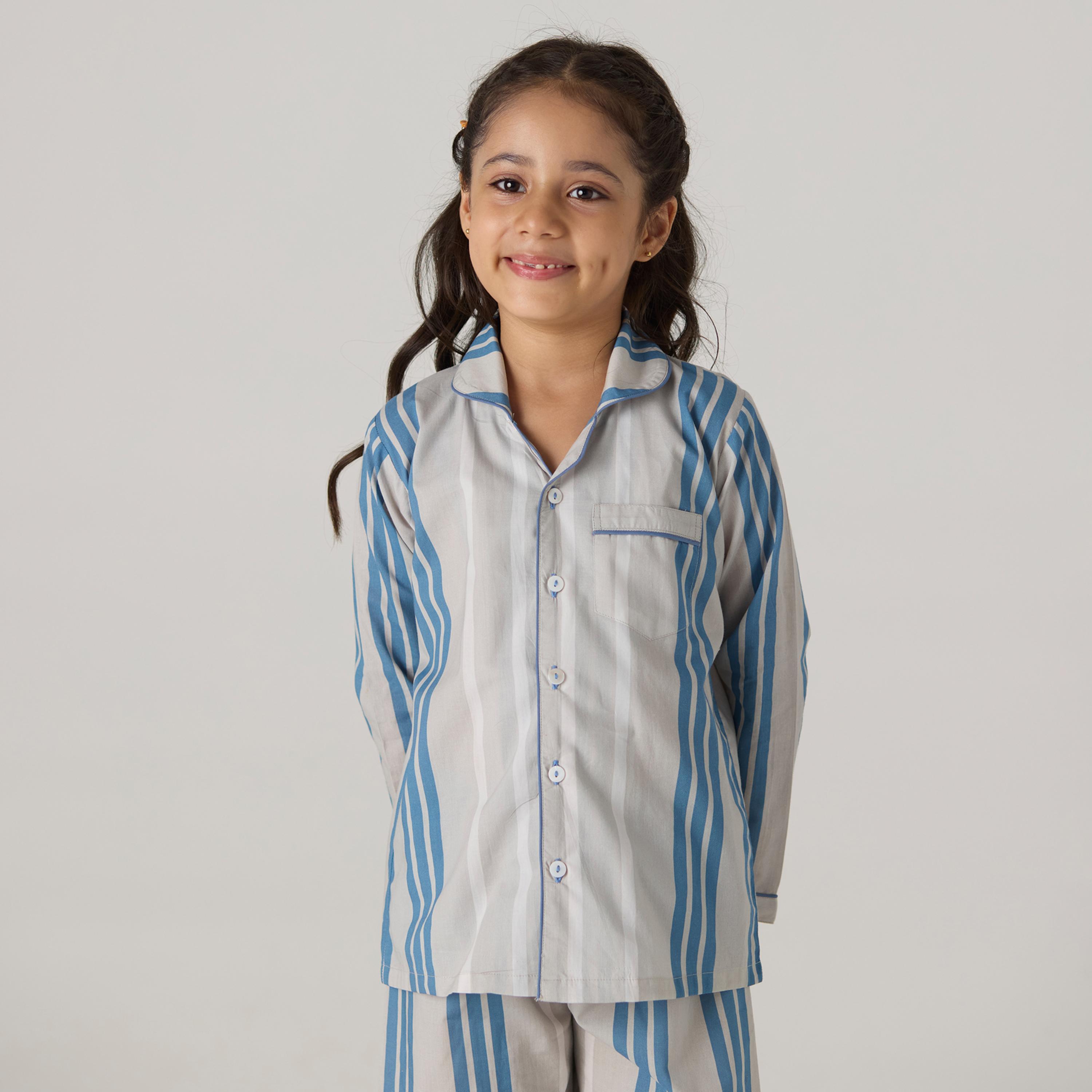 Coastal Striped Pajama Set For Kids