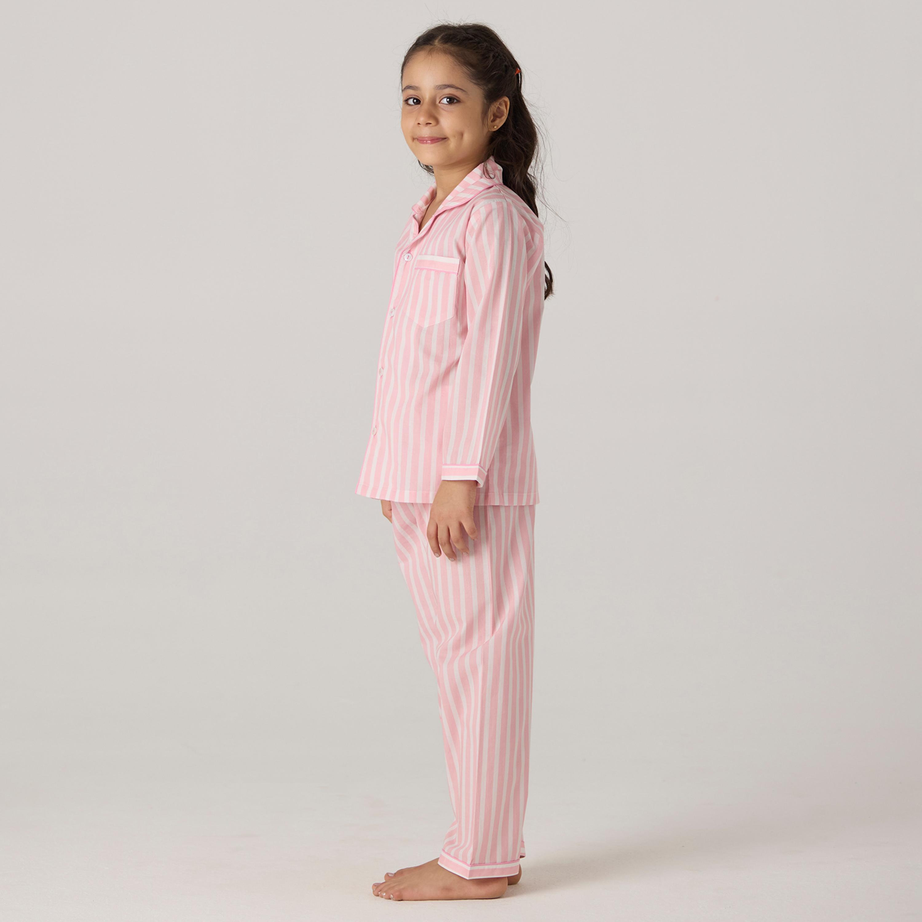 Blush Striped Pajama Set For Kids