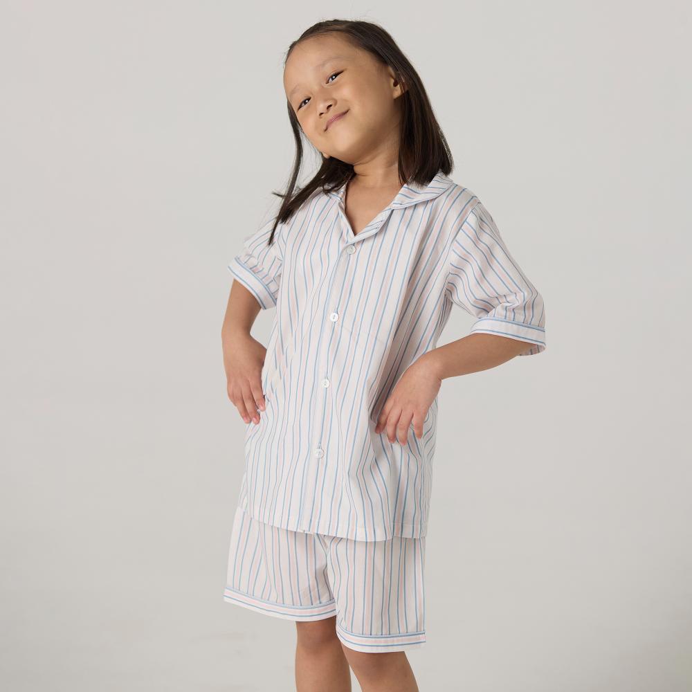 Serene Striped Shorts Set For Kids