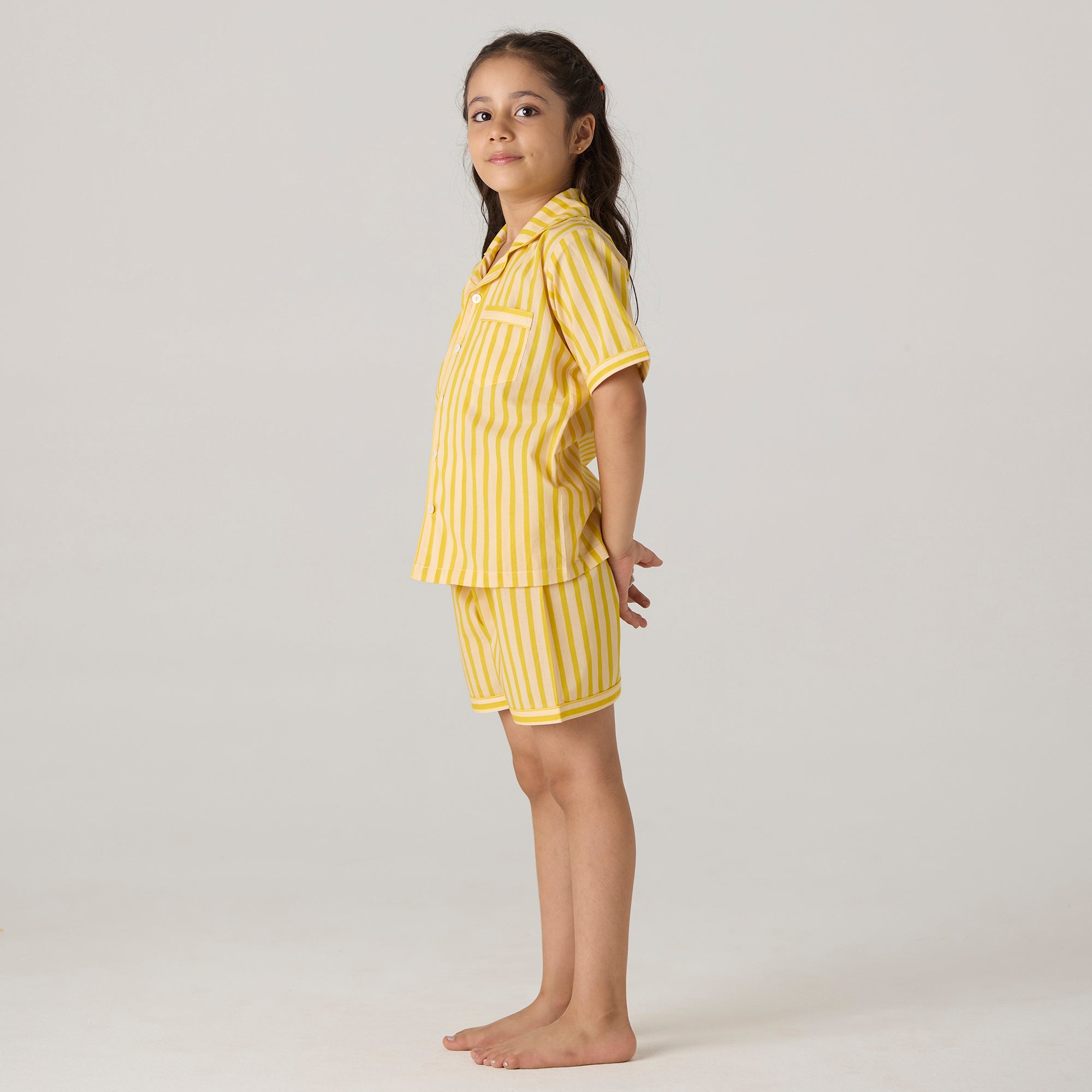 Lemon Striped Shorts Set For Kids