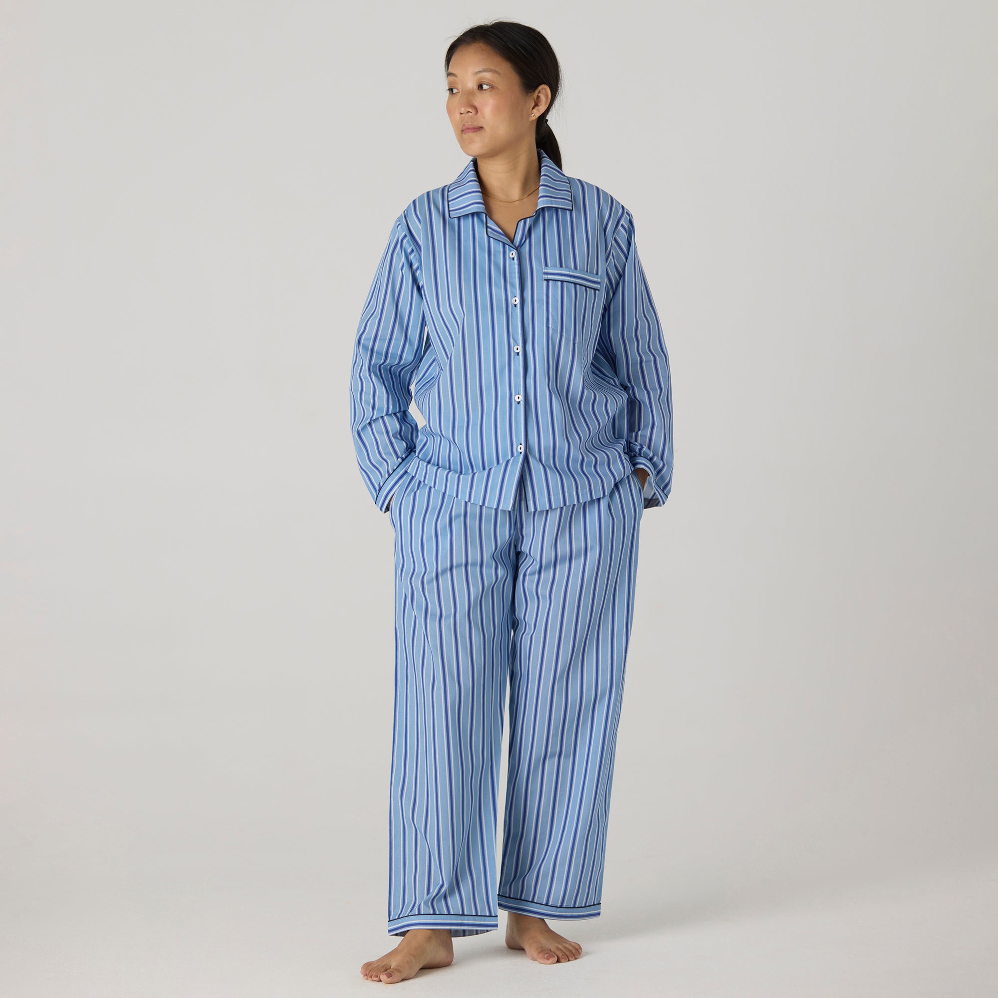 Women Nautical Striped Pajama Set